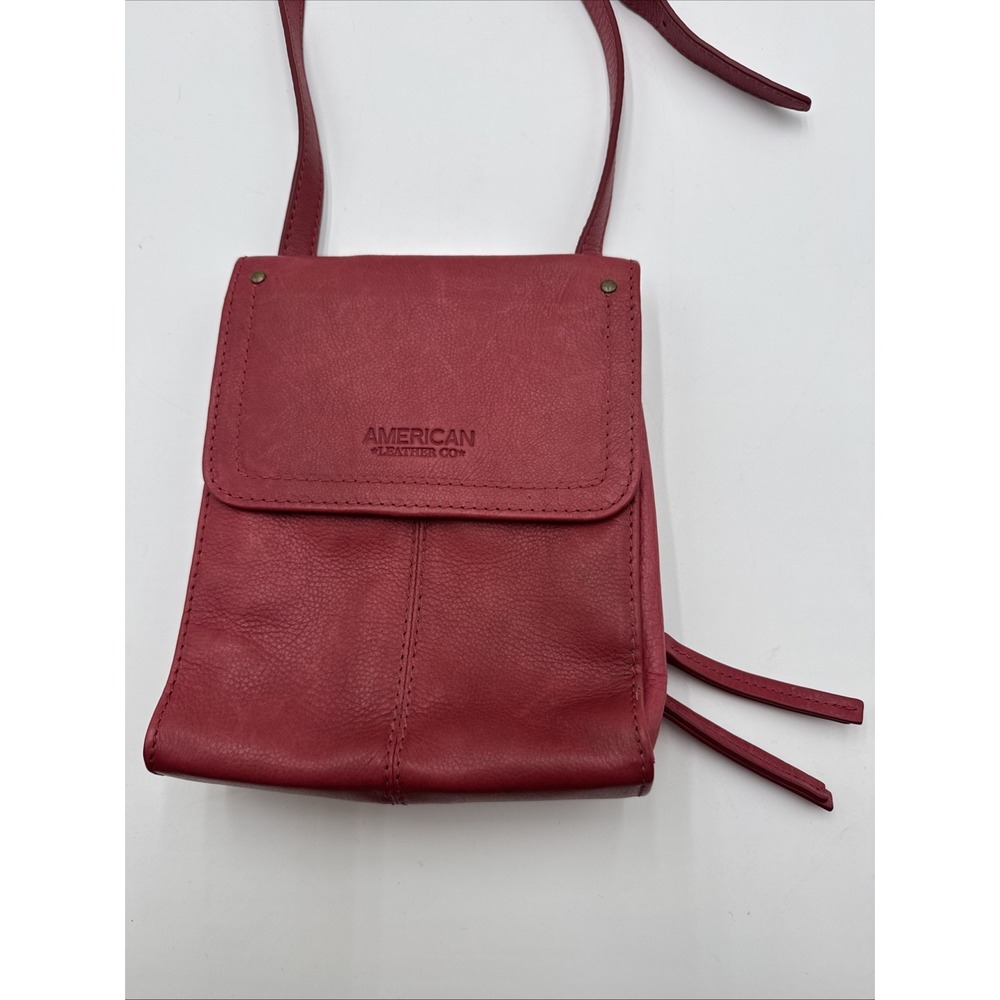American Leather Co Medium Light Red Crossbody Handbag Shoulder Bag/Wallet